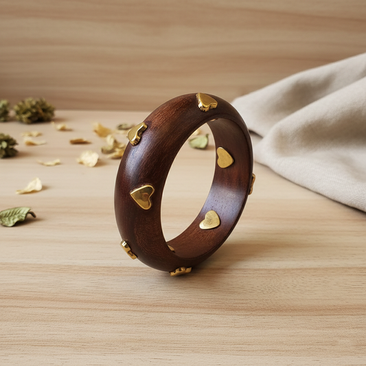Brown Color Single Hand 1 Piece Of Wooden Bangle Size: 2.6 (WNB111BRW-2.6)
