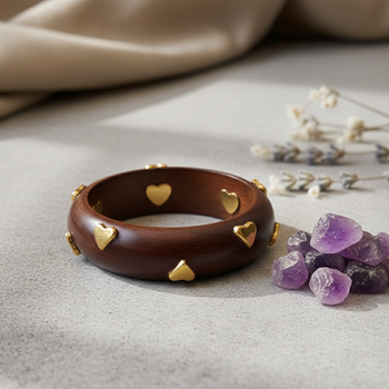Brown Color Single Hand 1 Piece Of Wooden Bangle Size: 2.6 (WNB111BRW-2.6) | FEMNARI
