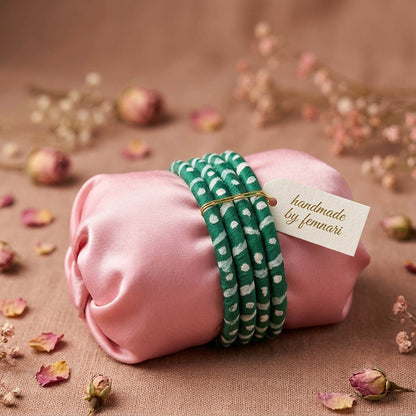 Classic Forest Dark Green Color Wooden Bangle Set For Both Hands Styling