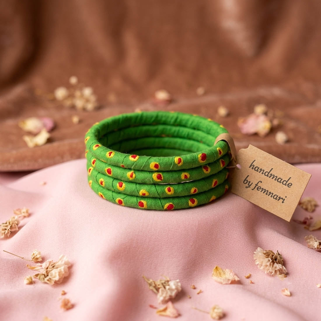 Refreshing Pastel Light Green Color Wooden Bangle Pair Designed For Both Hands