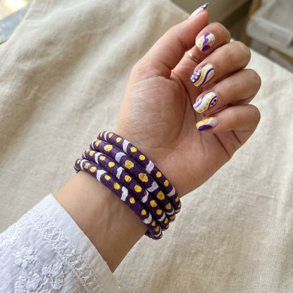 Regal Imperial Purple Color Wooden Bangle Pair Tailored For Both Hands Wear
