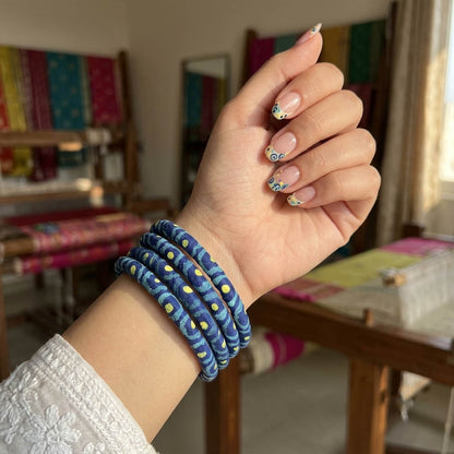 Royal Sapphire Blue Color Wooden Bangle Set Of Two For Both Hands