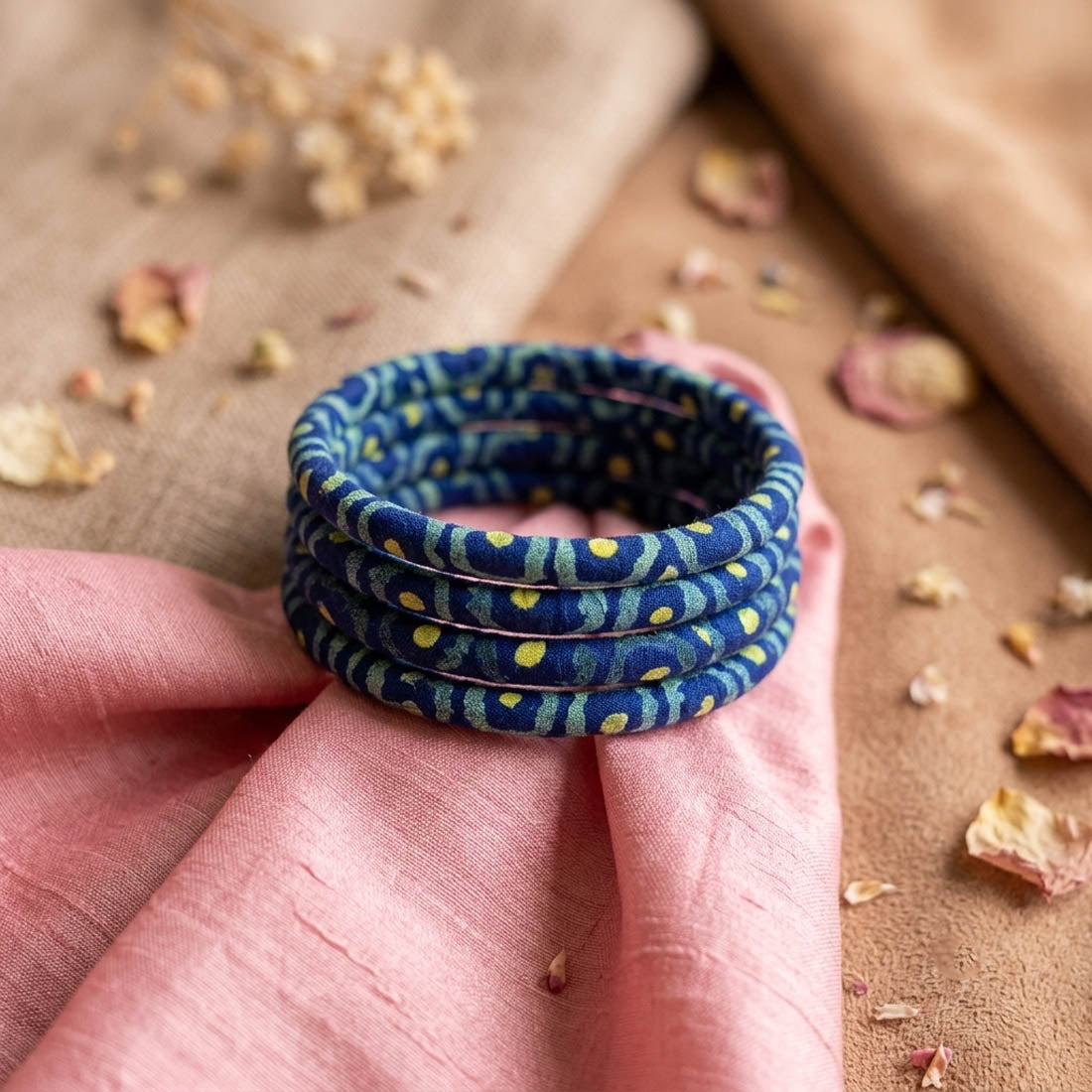 Royal Sapphire Blue Color Wooden Bangle Set Of Two For Both Hands