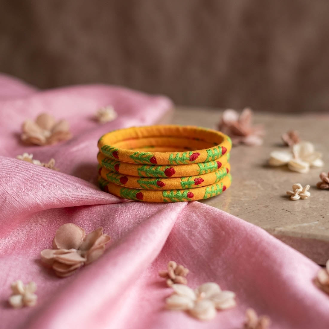 Subtle Soft Light Yellow Color Wooden Bangle Pair Perfect For Both Hands