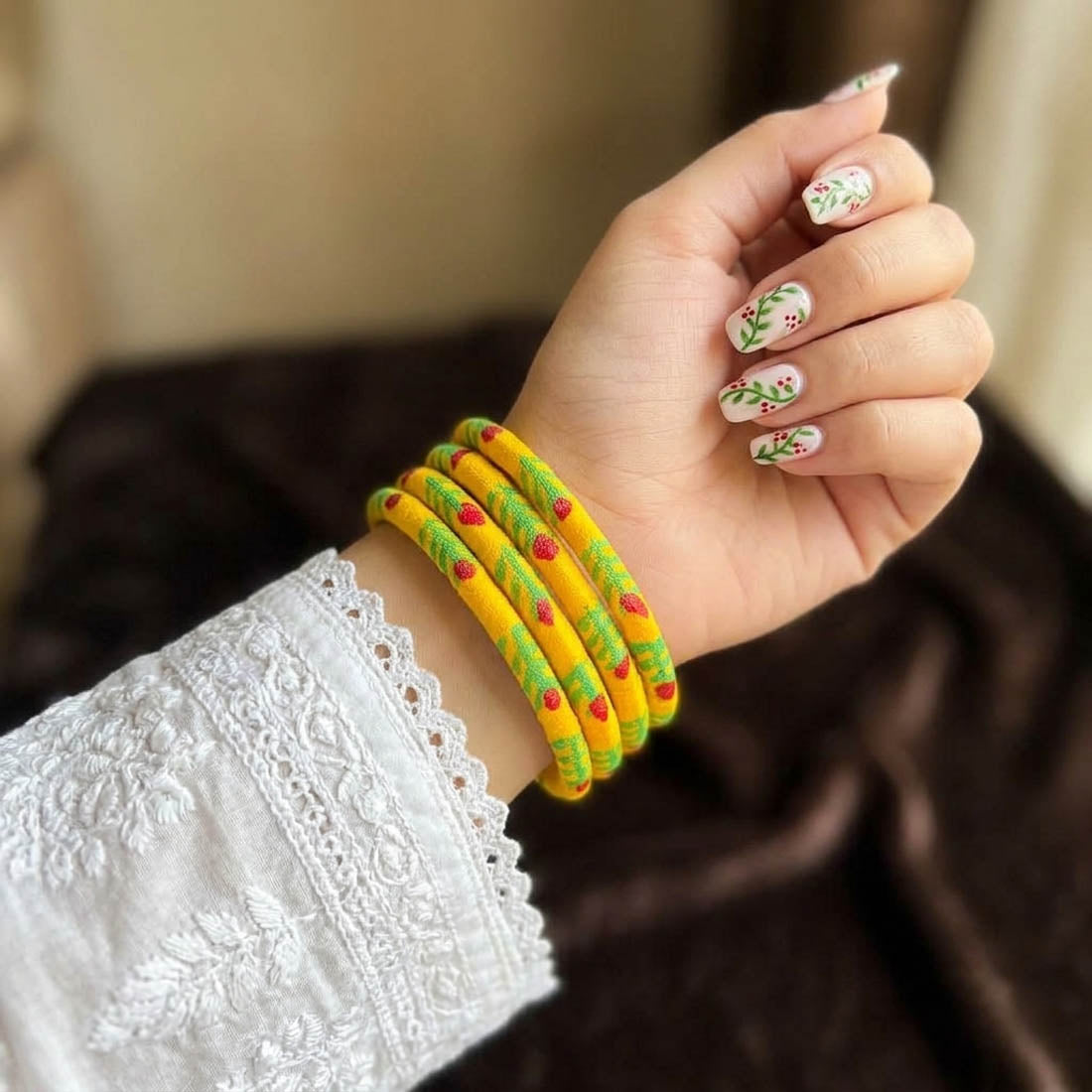 Subtle Soft Light Yellow Color Wooden Bangle Pair Perfect For Both Hands