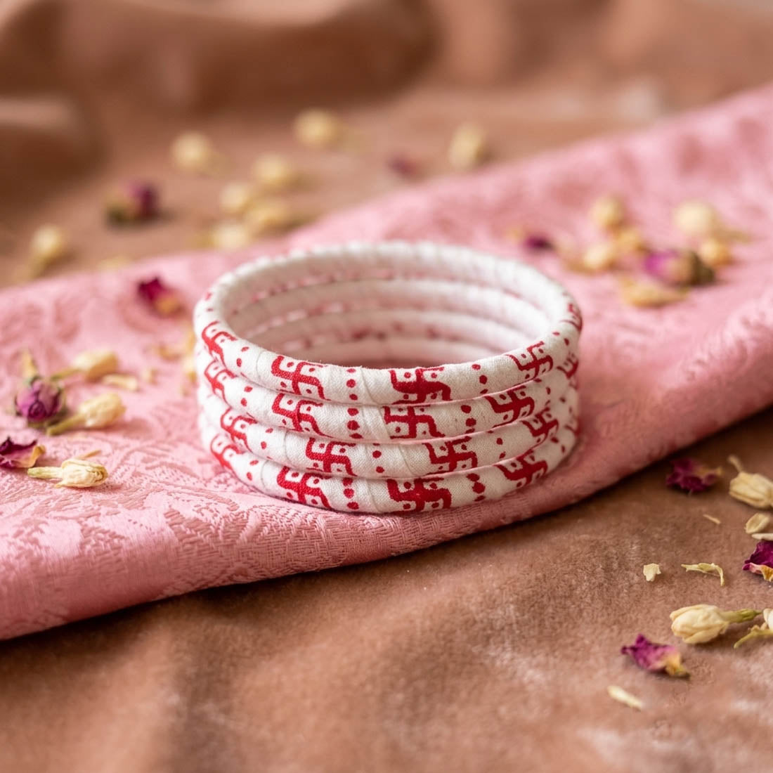Pristine Classic White Color Wooden Bangle Set Of Two For Both Hands