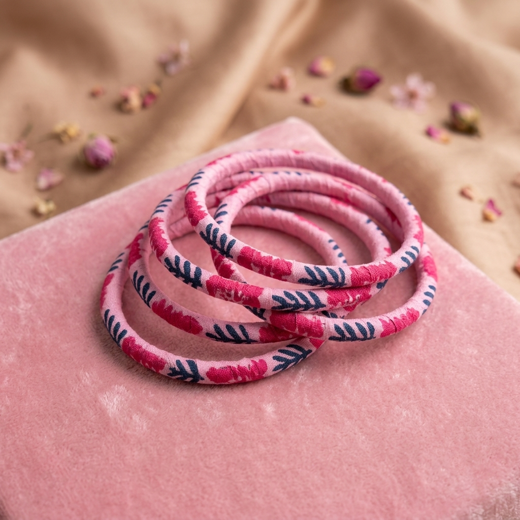 Delicate Powder Light Pink Color Wooden Bangle Pair Ideal For Both Hands