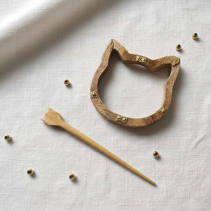 Handcrafted Brown Color Wooden Hair Pin Designed To Enhance Ethnic Hairstyles With Natural Wooden Charm