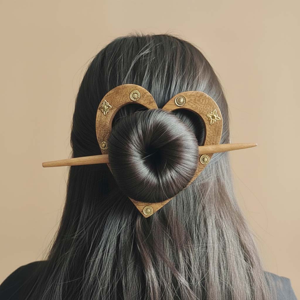 Classic Brown Color Wooden Hair Pin Created For Simple Yet Stylish Traditional Hair Fashion