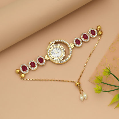Rani Color Kundan Uhr für Mädchen & Frauen Elegante Uhr für den täglichen Gebrauch