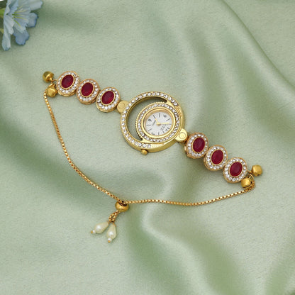 Rani Color Kundan Uhr für Mädchen & Frauen Elegante Uhr für den täglichen Gebrauch
