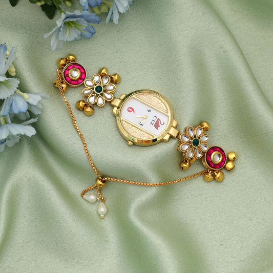Rani & Green Color Kundan-Uhr für Mädchen & Frauen Trendige Modeuhr
