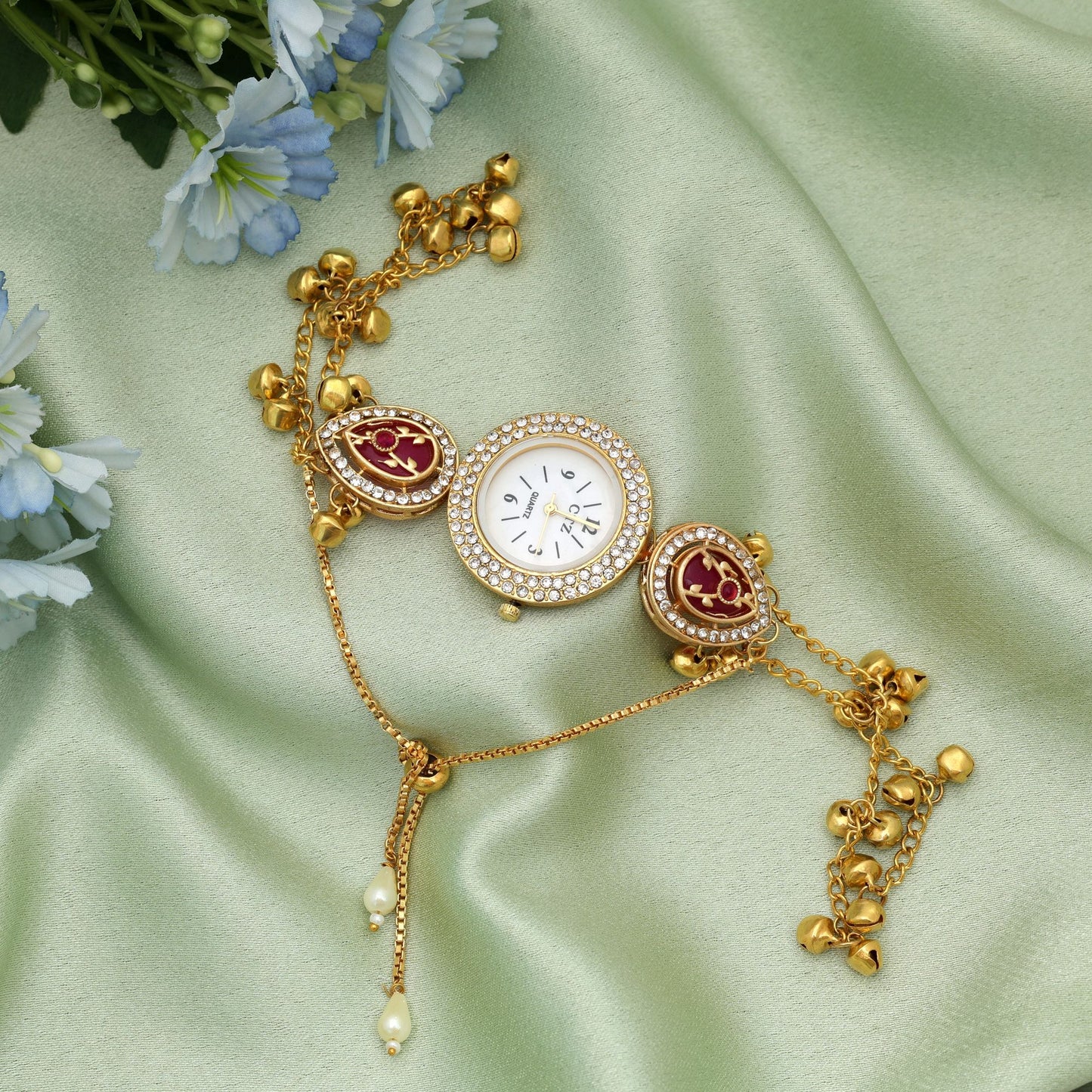 Rani Color Kundan Watch For Girls & Women Elegant Traditional Watch