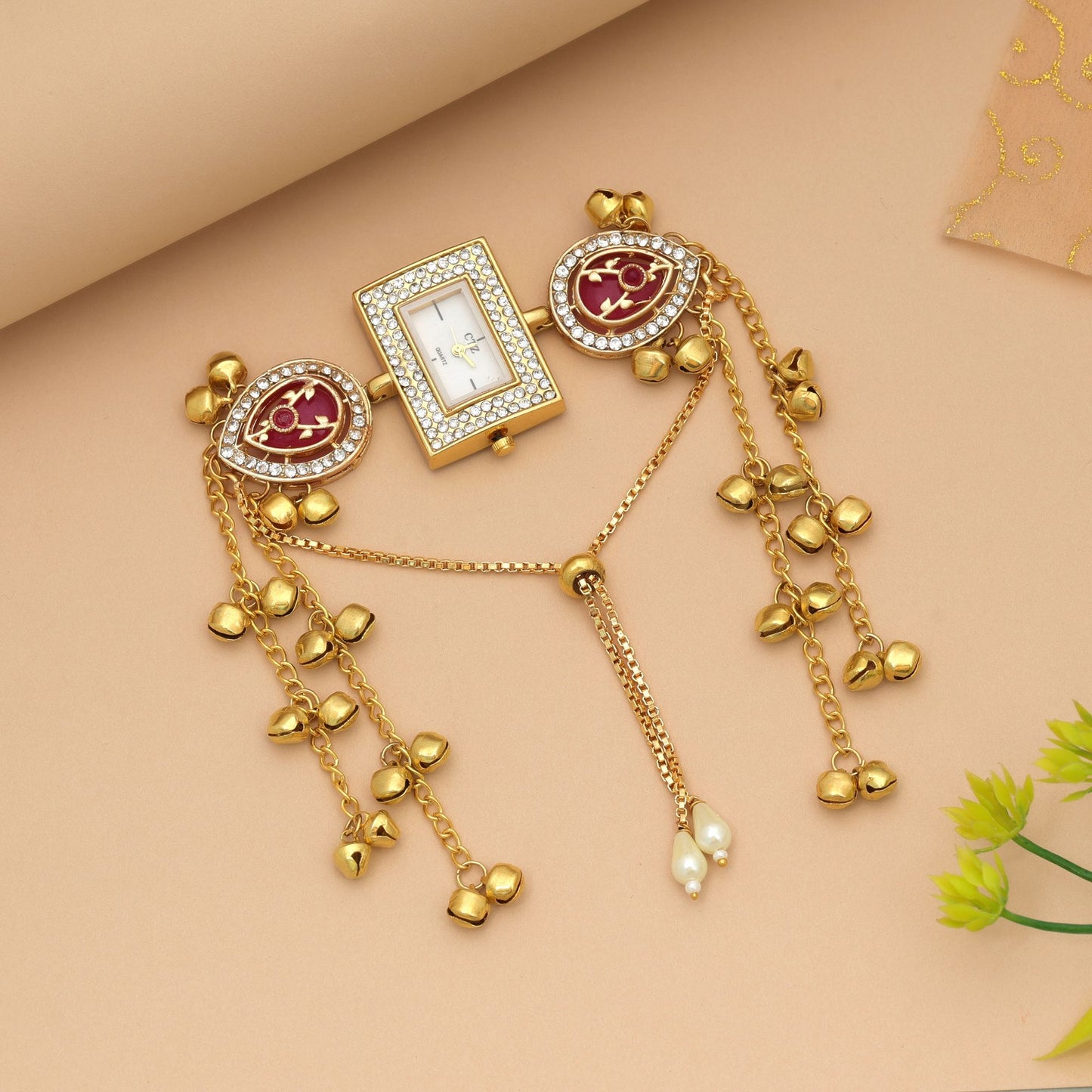 Rani Color Kundan Watch For Girls & Women Designer Daily Wear Watch
