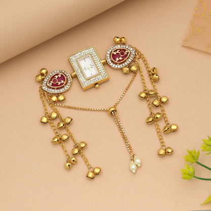 Rani Color Kundan Watch For Girls & Women Designer Daily Wear Watch