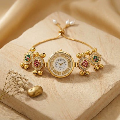 Wunderschöne Rani Grünfarbene Königliche Kundan Uhr für Mädchen & Frauen