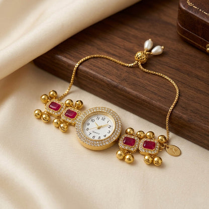 Wunderschöne Rani-farbene, moderne Kundan-Uhr für Mädchen und Frauen, lässig