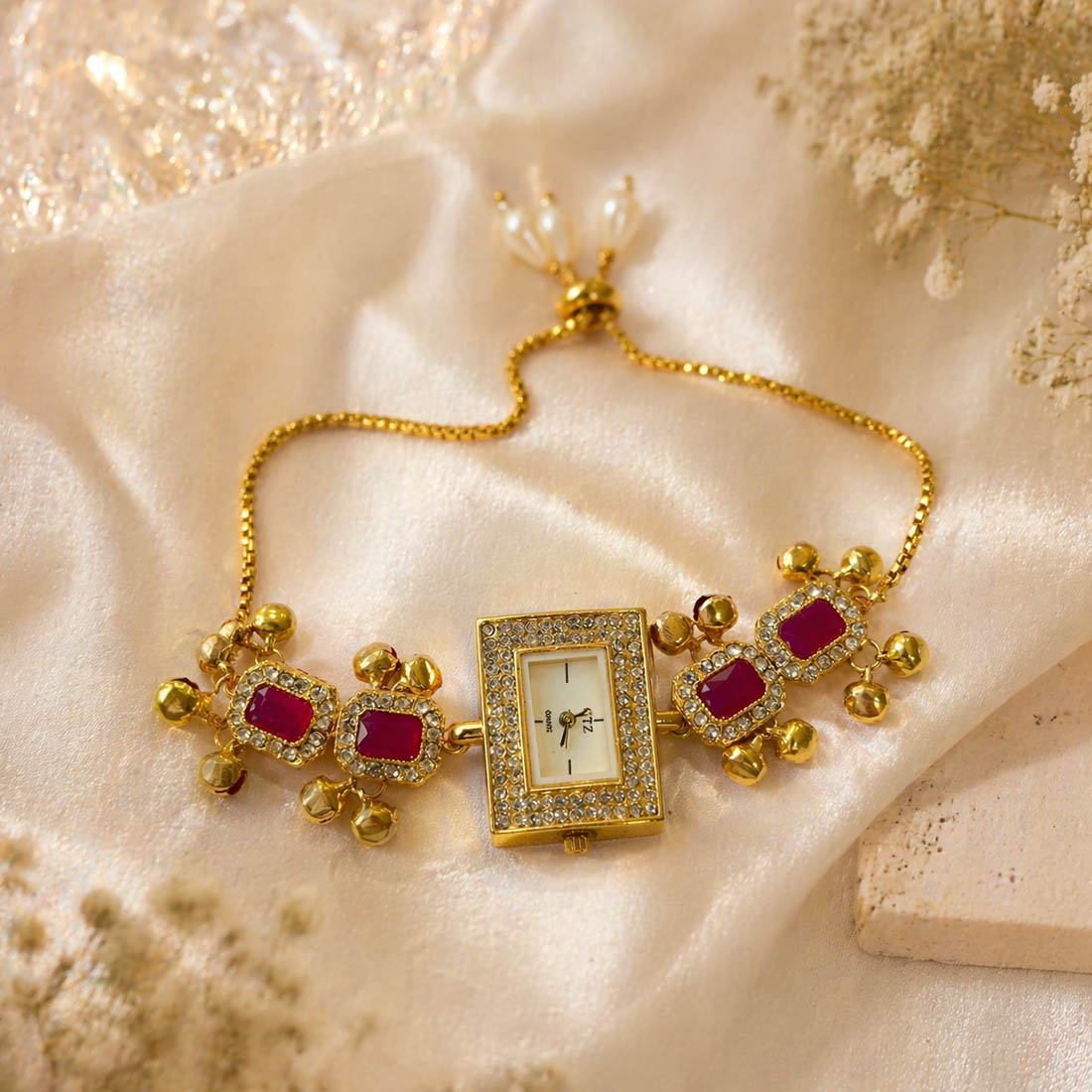 Charmantes Rani-Farbarmband, Kundan-Uhr für Mädchen & Frauen, trendy
