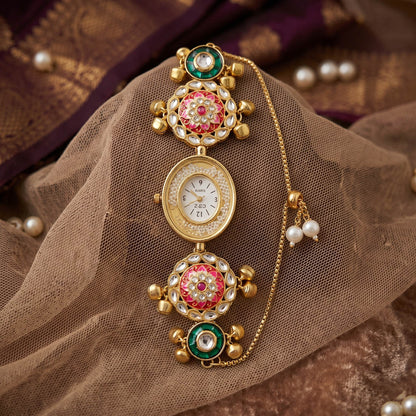 Royal Rani & Grüne Farbe Kundan Uhr für Mädchen & Frauen Armband Design