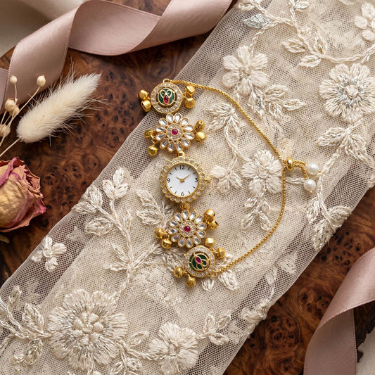 Unique Rani & Green Color Kundan Watch For Girls & Women Premium Finish