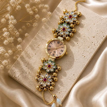 Premium Rani Farbe Kundan Uhr für Mädchen & Frauen Moderner Traditioneller Fusionsstil