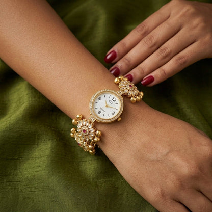 Klassische Rani Color Kundan Armbanduhr für Mädchen & Frauen Zeitloses traditionelles Schmuckstück