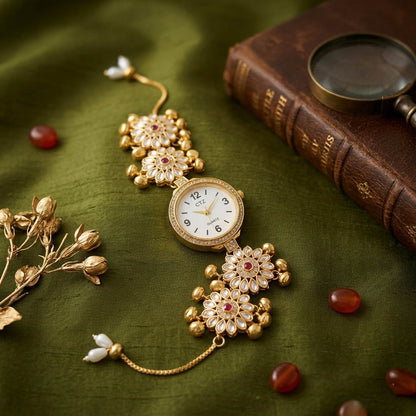 Klassische Rani Color Kundan Armbanduhr für Mädchen & Frauen Zeitloses traditionelles Schmuckstück
