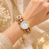 Premium Rani Farbe Kundan Uhr für Mädchen & Frauen Hochzeitsanlass Designerstück