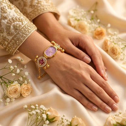 Traditionelle Rani- & Grüne Kundan-Uhr für Mädchen & Frauen zum täglichen Tragen