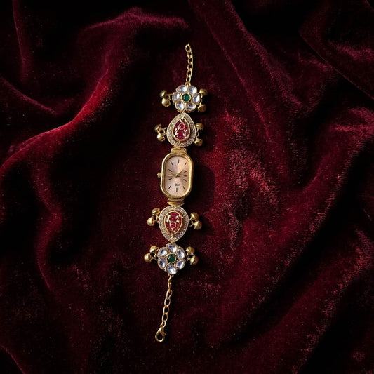Wunderschöne Rani- und grüne Kundan-Uhr im Ethno-Stil für Mädchen und Frauen