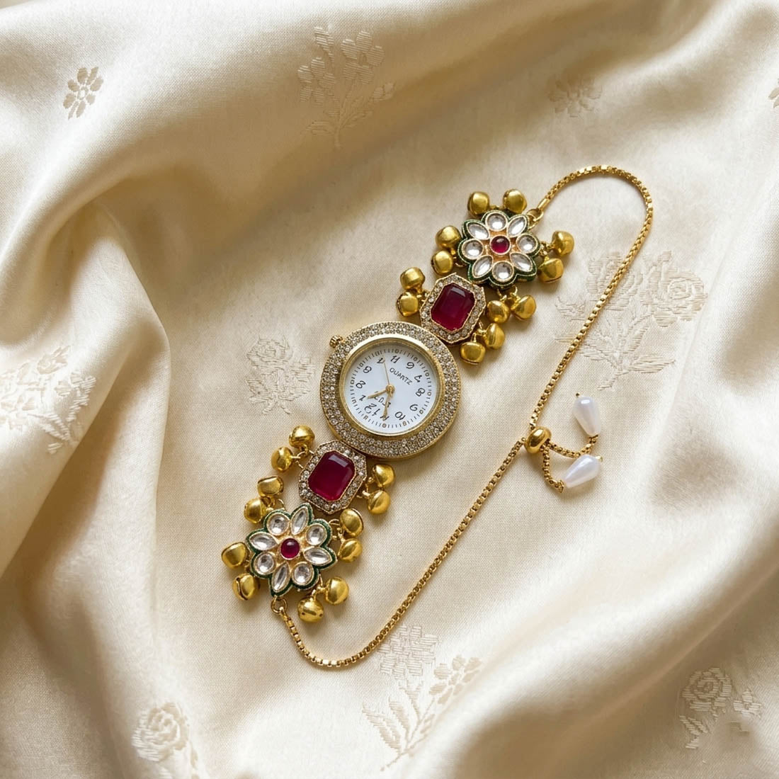 Elegante Rani & Grüne Kundan-Uhr für Mädchen & Damen Hochzeitskollektion