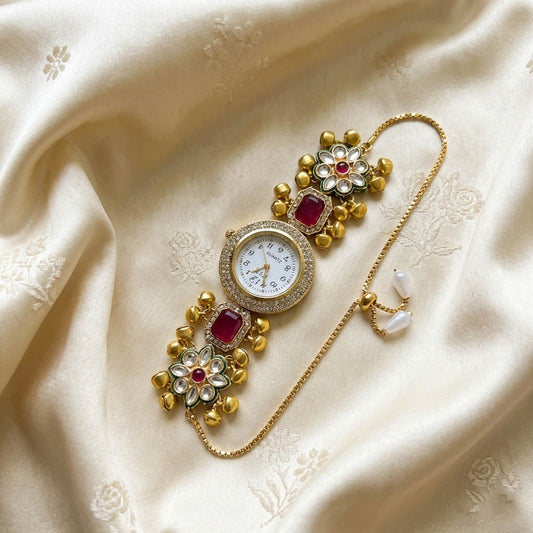 Elegante Rani & Grüne Kundan-Uhr für Mädchen & Damen Hochzeitskollektion