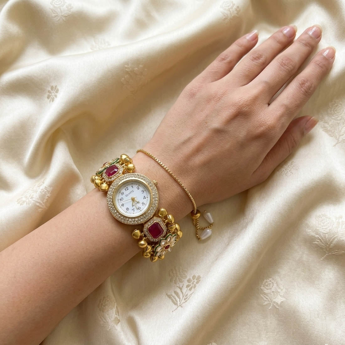 Elegante Rani & Grüne Kundan-Uhr für Mädchen & Damen Hochzeitskollektion