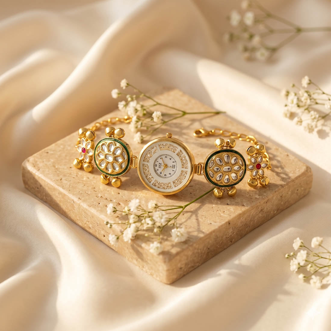 Designer Rani & Green Color Kundan Watch For Girls & Women Bridal Collection
