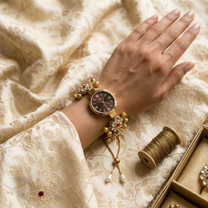 Royal Rani & Grüne Kundan-Uhr für Mädchen & Frauen im Modestil