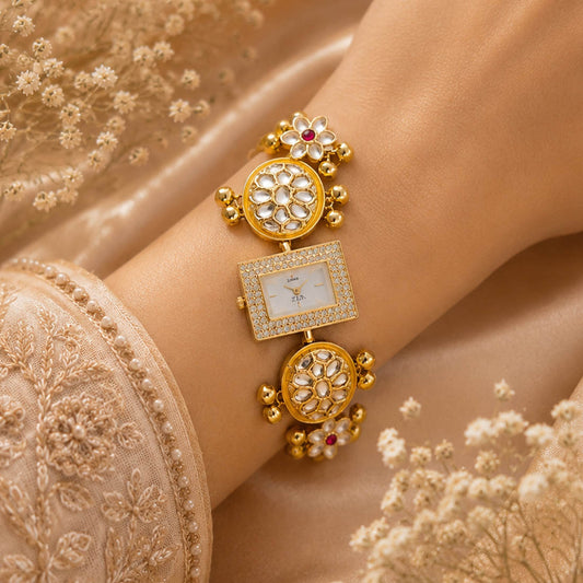 Attraktive Rani-Farbe Kundan-Uhr für Mädchen & Frauen Täglicher Modestil