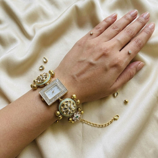 Stylish Pista Green Color Kundan Watch For Girls & Women Fashion Collection