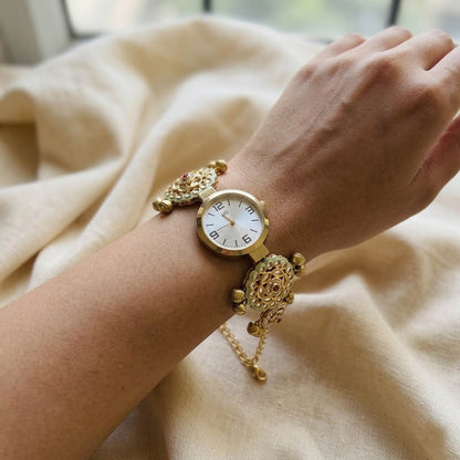 Designer Pista Grün & Rani Farbige Kundan Uhr für Mädchen & Frauen