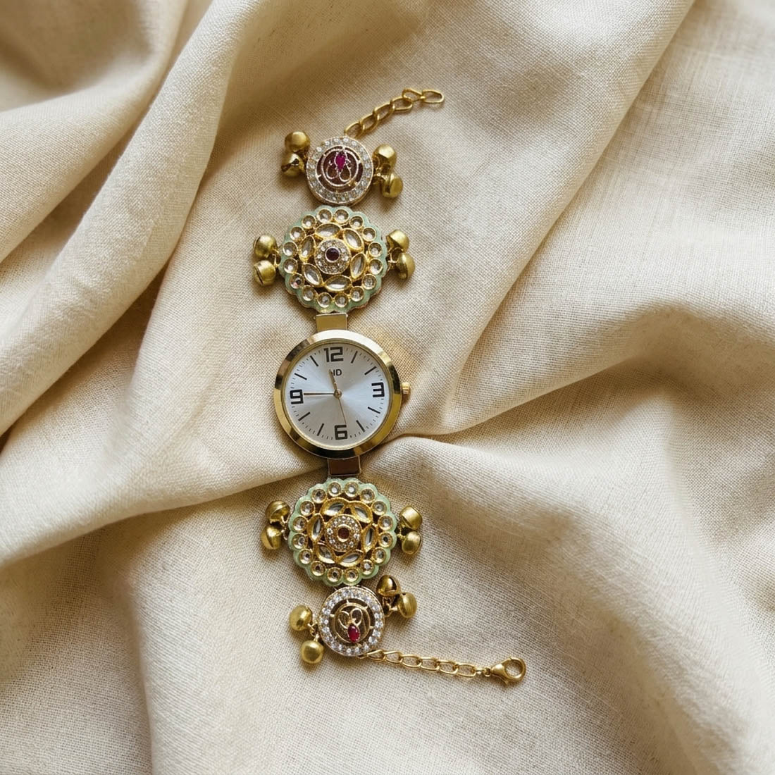 Designer Pista Grün & Rani Farbige Kundan Uhr für Mädchen & Frauen