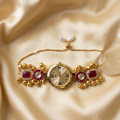 Attraktive Rani-farbene Kundan-Uhr für Mädchen & Frauen Hochzeitskollektion im Stil