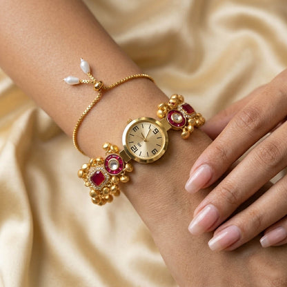 Attraktive Rani-farbene Kundan-Uhr für Mädchen & Frauen Hochzeitskollektion im Stil