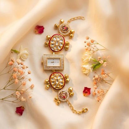 Graceful Rani Color Kundan Watch For Girls & Women Fashion Accessory Design