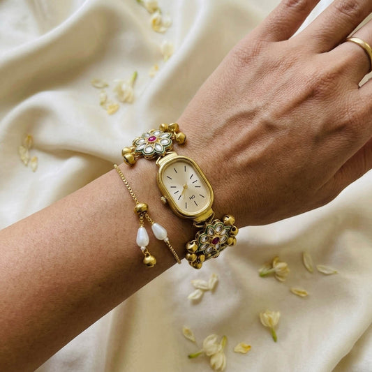 Charming Rani & Green Color Kundan Watch For Girls & Women Party Collection