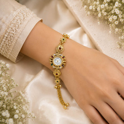 Elegant Rani & Green Color Kundan Watch For Girls & Women Party Wear Collection