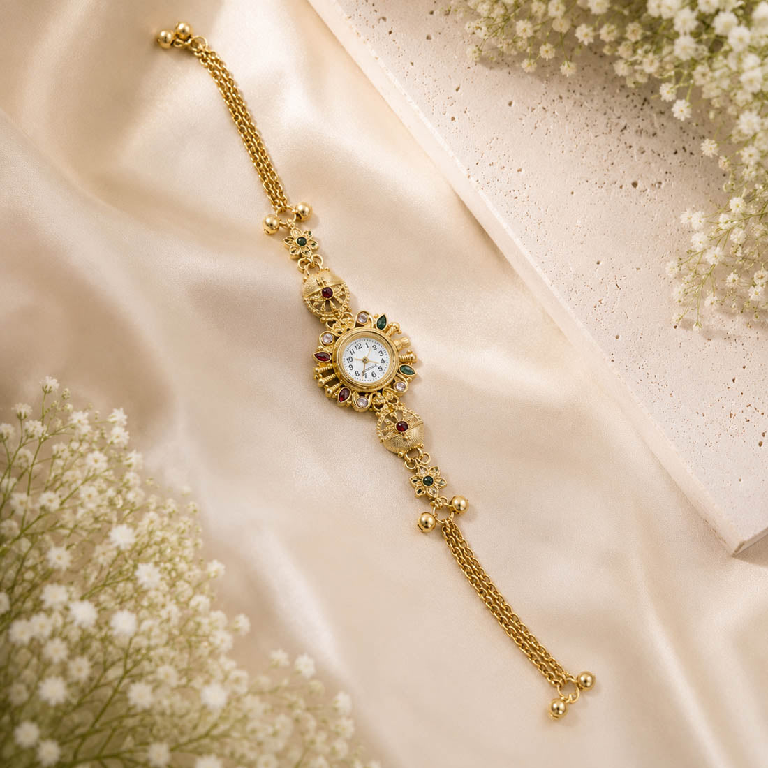 Elegant Rani & Green Color Kundan Watch For Girls & Women Party Wear Collection