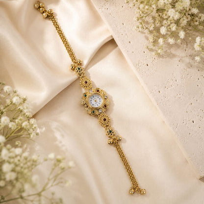 Graceful Rani & Green Color Kundan Watch For Girls & Women Wedding Collection