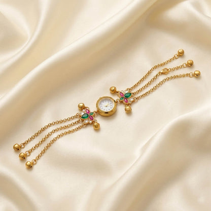 Royal Rani & Grüne Farbe Kundan Uhr Für Mädchen & Frauen Ethnischer Schmuckstil