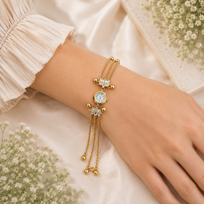 Premium White Color Kundan Watch For Girls & Women Elegant Festive Wear Design
