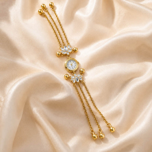 Premium weiße Kundan-Uhr für Mädchen & Frauen elegantes Design für festliche Anlässe