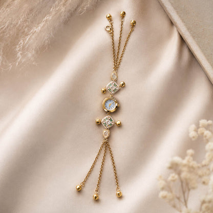 Elegante grüne Kundan-Uhr für Mädchen & Frauen Hochzeits-Modeaccessoire